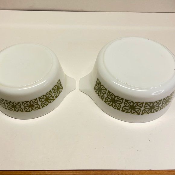 2-PYREX Verde Green/White Square Flowers Casserole Baking Dishes 274-B/1 1/2Qt - Picture 6 of 13